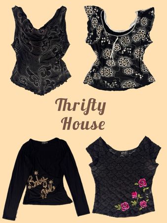 Indie Sleaze Y2k Black Tops(TH/435)