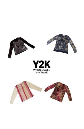 Y2K European Mesh Long sleep Tops (YWV33)