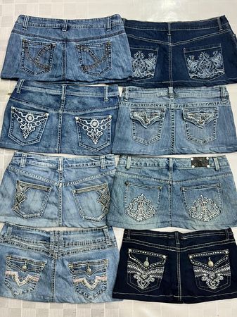 R539 Upcycled Ladies Embellished Micro Mini Skirts