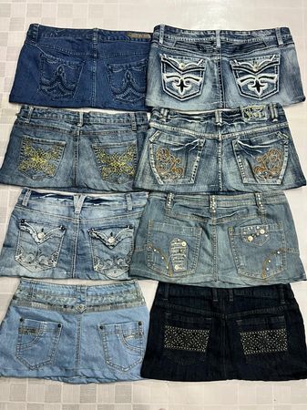 R541 Upcycled Ladies Embellished Micro Mini Skirts