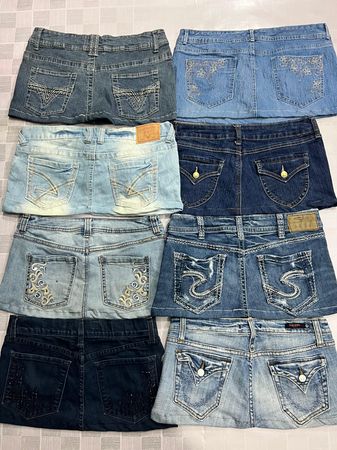 R542 Upcycled Ladies Embellished Micro Mini Skirts