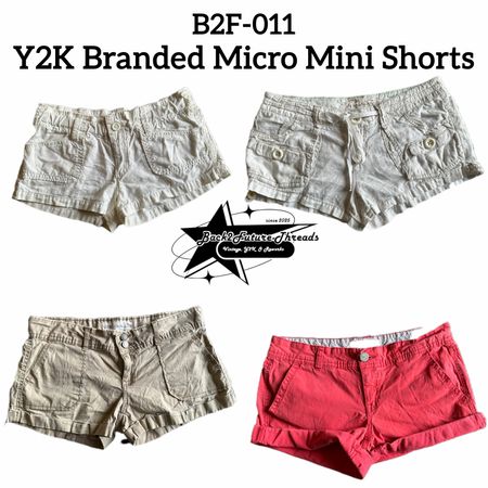 Y2K Branded Micro Mini Shorts (B2F-011)