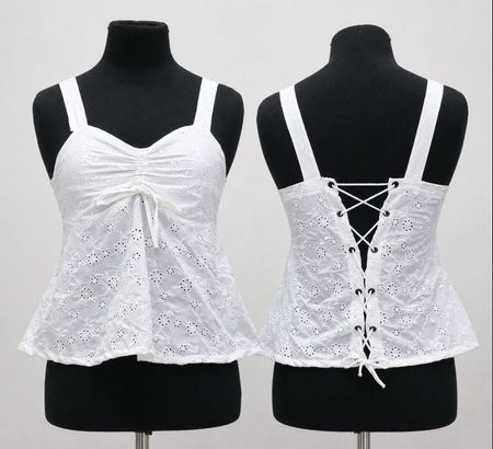 CR1768 Upcycled Eyelet Lace Corset Top