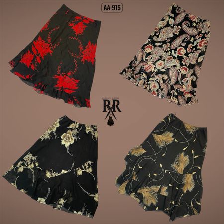 Y2K Black Rave Floral Summer Skirts (AA-915)