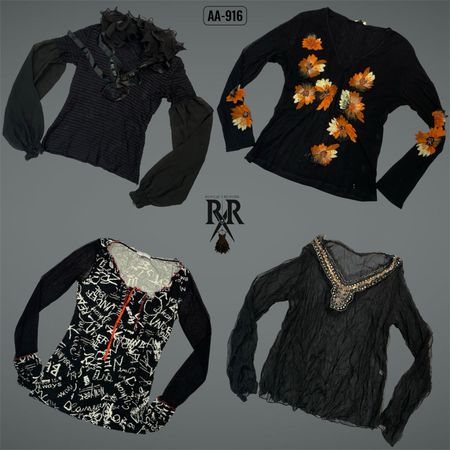 Y2K Black Gothic Mix Full Sleeve Tops (AA-916)