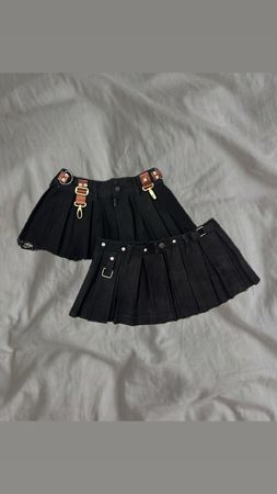 Upcycled Denim Pleated Skirt