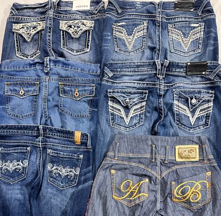 Y2k embellished denim capris (622)