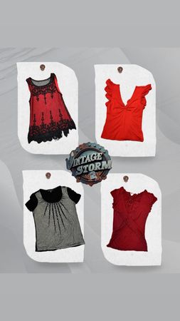 Y2K Cherry Pop Poly Blouse