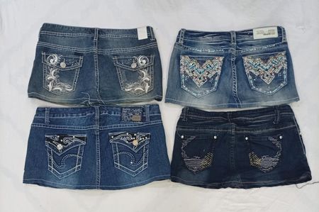 CR8812 UPCYCLED Y2K MINI DENIM SKIRTS