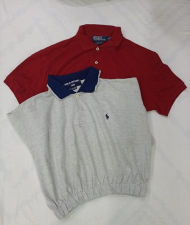 CR8817 UPCYCLED POLO CROP T-SHIRTS