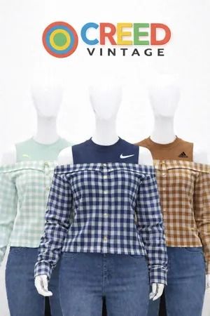 CR1788 Upcycled Off-shoulder Reworked shirt top