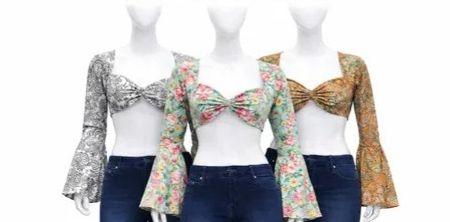 CR1794 Upcycled Tie-Back Crop Top