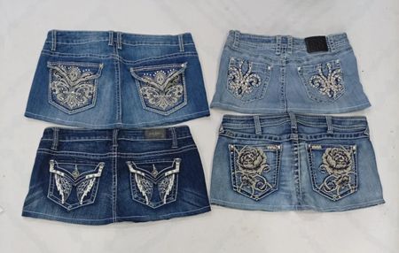 CR8839 UPCYCLED Y2K MINI DENIM SKIRTS
