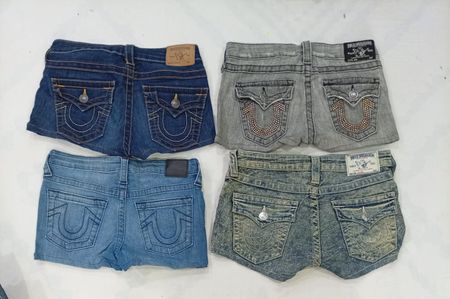 CR8840 UPCYCLED TRUE RELIGION MINI DENIM SHORTS