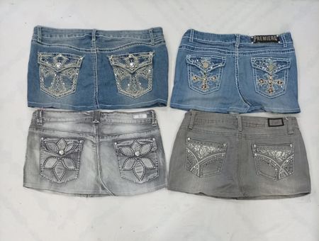 CR8841 UPCYCLED Y2K MINI DENIM SKIRTS