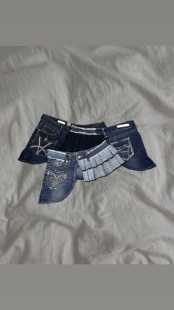Upcycled Split Edge Denim Skirt