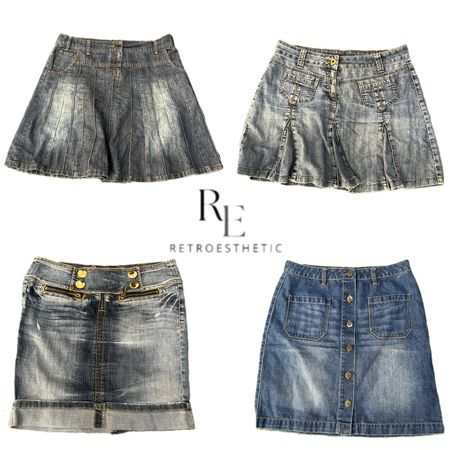 Y2K Paris Hilton Era Girl Denim Midi Skirts RE-3341