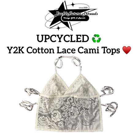 Upcycled Y2K Cotton Lace Cami Tops