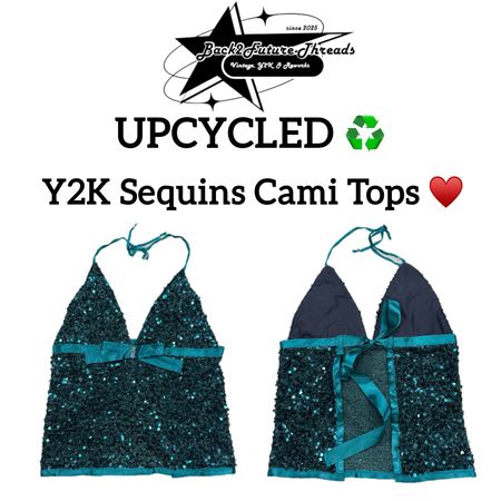 Upcycled Y2K Sequins Party Cami Tops