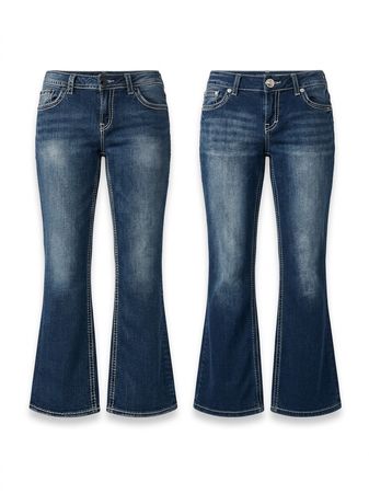 (FV-1584) Y2K Boyfriend Flared Backpocket Embellishment details