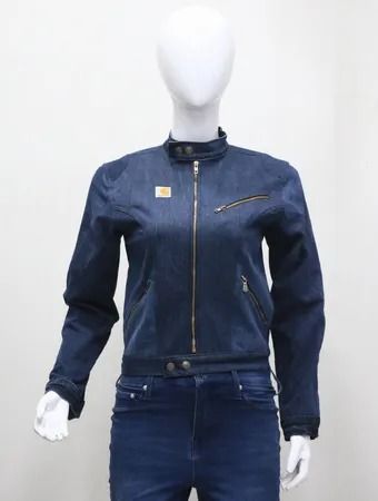 CR1802 Upcycled Denim Moto Zip Jacket