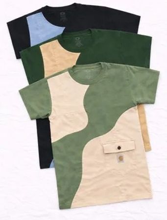 CR1798 Upcycled Denim Wave Pocket Tee