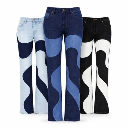 CR1801 Upcycled Wave Panel Denim Jeans