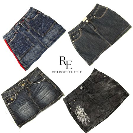 Y2k Paris Hilton Era Girl Denim Mini Skirts RE-3347