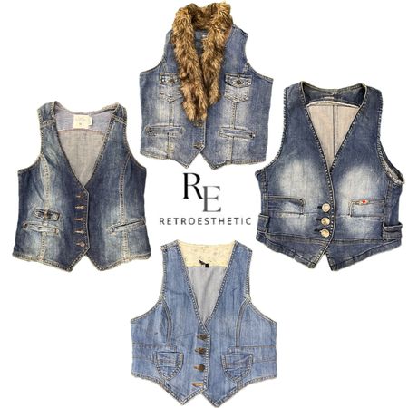 Y2k Unique Girl Denim Waistcoat RE-3348