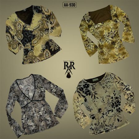 Y2K Earthy Grunge Mesh Mix Full Sleeve Tops (AA-930)