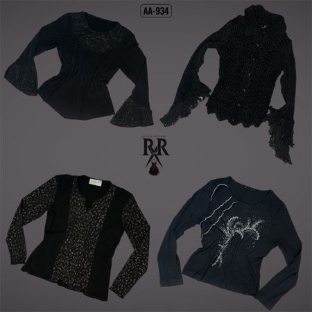 Y2K Black Gothic Full Sleeve Tops (AA-934)