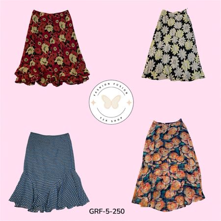 Flowy Printed Poly Skirt | Everyday Casual Elegance (GRF-250)