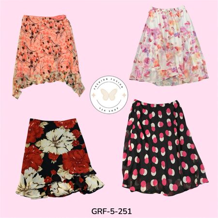 Trendy High-Waist Poly Print Skirt – Soft & Stylish Fit (GRF-5-251)