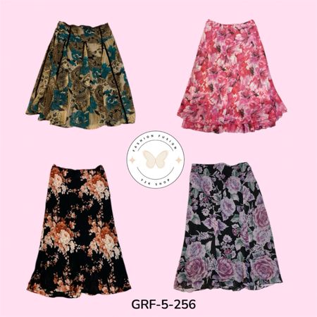 Modern Floral Print Poly Skirt | Lightweight Fashion Staple (GRF-5-256)