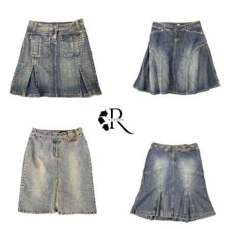 Y2K Era Cyber Girl Denim Midi Skirt RW 2083
