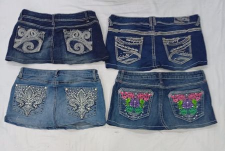 CR8906 UPCYCLED Y2K MINI DENIM SKIRTS