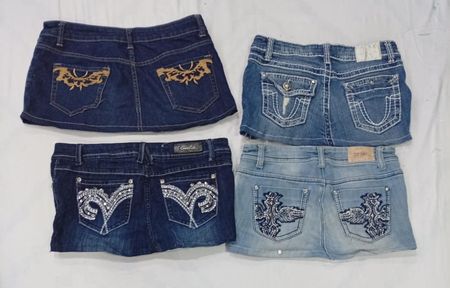 CR8907 UPCYCLED Y2K MINI DENIM SKIRTS