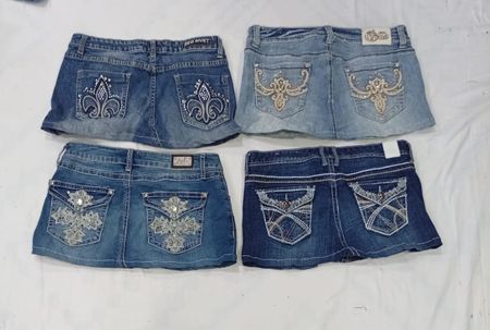 CR8908 UPCYCLED Y2K MINI DENIM SKIRTS