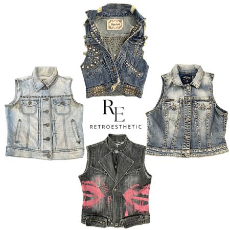 Y2k Unique Girl Denim Waistcoat RE-3357