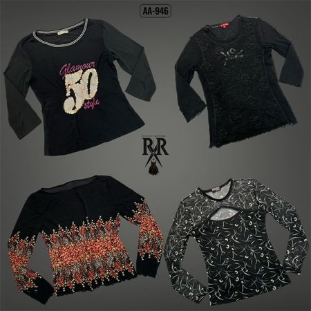Y2K Black Gothic Mash Full Sleeve Tops (AA-946)