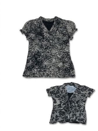 (FV-1602) Black & White Monochrome Bundle Vintage Black White Tops Bundle | Y2K Monochrome Women’s Fashion Wholesale Lot