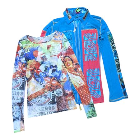 Y2K Mesh Long Sleeve Printed Top Sheer Floral Blouse Fairy Grunge Stretch Shirt