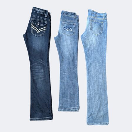 Vintage Y2K Embroidered Flare Jeans Rhinestone Bootcut Denim Fairy Grunge Low Rise Pants