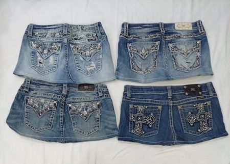 CR8923 UPCYCLED MISS ME MINI DENIM SKIRTS