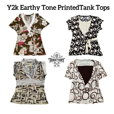 Y2K Earthy Tone Printed Tank Tops TY-042