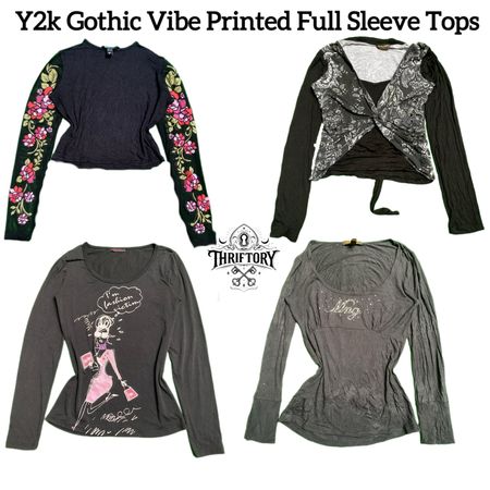 Y2K Gothic Vibe Printed Full Sleeve Tops TY-043