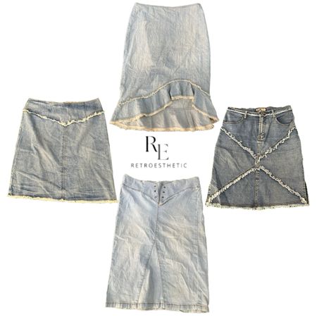 Y2K Paris Hilton Era Girl Denim Midi Skirts RE-3368