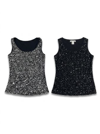 (FV-1609) Y2K Black Aesthetic Sequence Tops