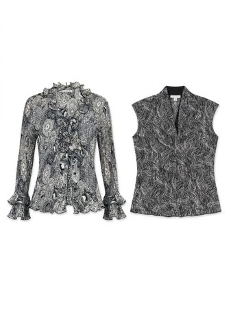 (FV-1594) Y2K Black & White Aesthetic Printed Tops