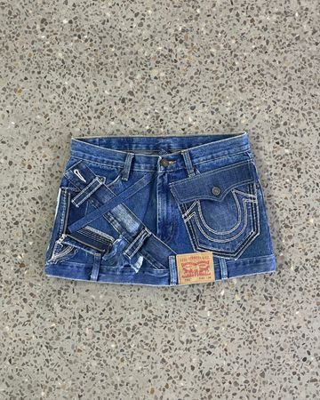 Upcycled Denim y2k Mini Skirt